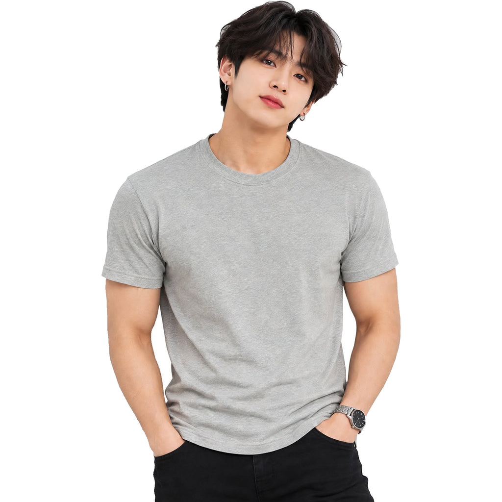 Men's Plain Cotton T-Shirt | Round Neck Half Sleeve Tshirt for Men | Regular Fit Casual Tee | Available in Grey, Yellow, Brown, Green | Sizes M, L, XL