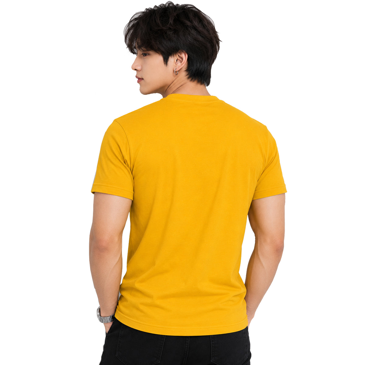 Men's Yellow Graphic Cotton T Shirt | Hindi "Ahankar" (अहंकार) Typography T-Shirt | Casual Round Neck Tshirt for Men | Oversized Fit Streetwear