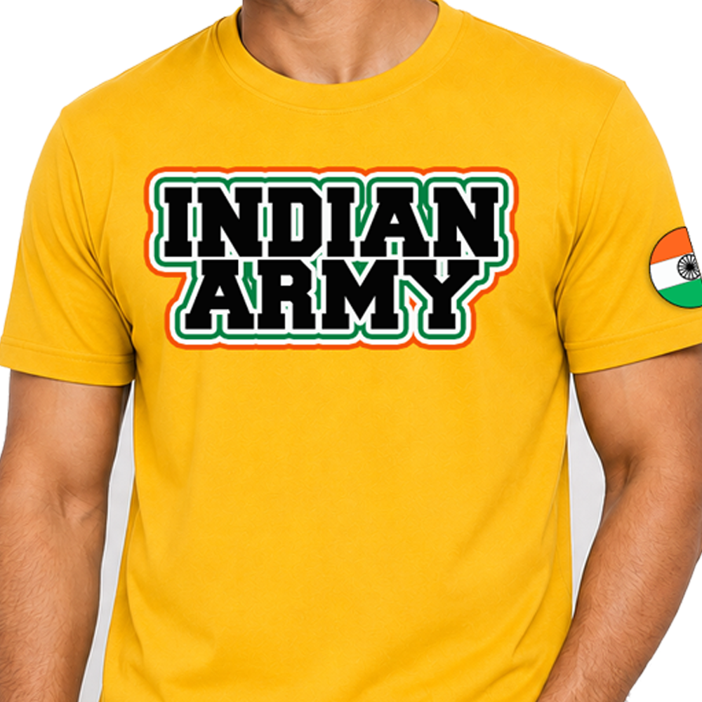 Just Start Men Cotton Blend Tshirt Indian Army Casual Wear Regular Fit Printed Tshirt