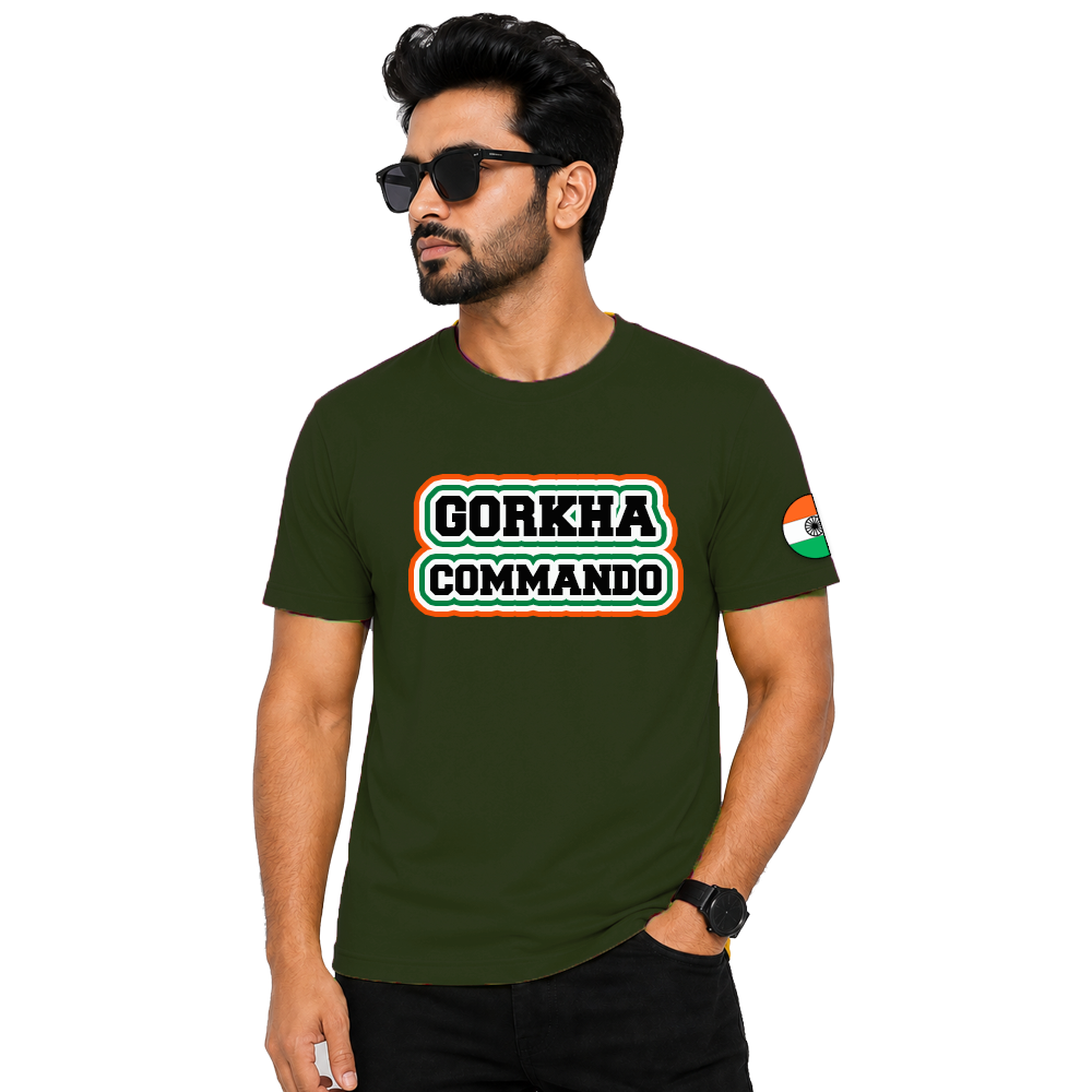 Men Cotton Blend Tshirt Army inspired Casual Wear Regular Fit Printed Tshirt