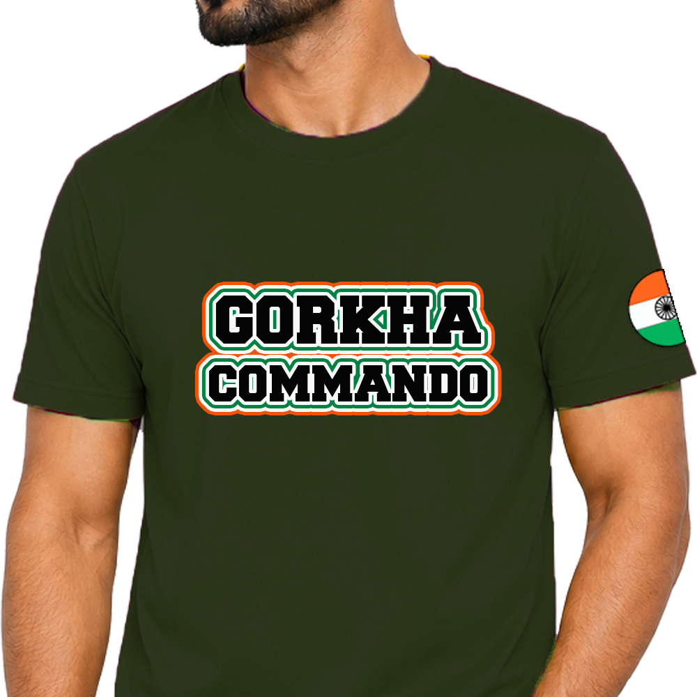 Men Cotton Blend Tshirt Army inspired Casual Wear Regular Fit Printed Tshirt