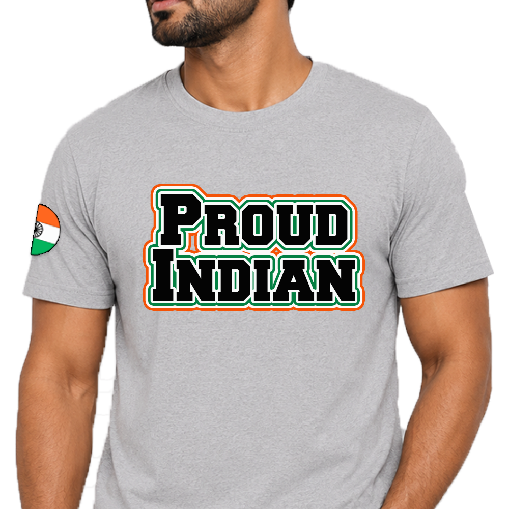 Just Start Men Cotton Blend Tshirt Proud Indian Casual Wear Regular Fit Printed Tshirt