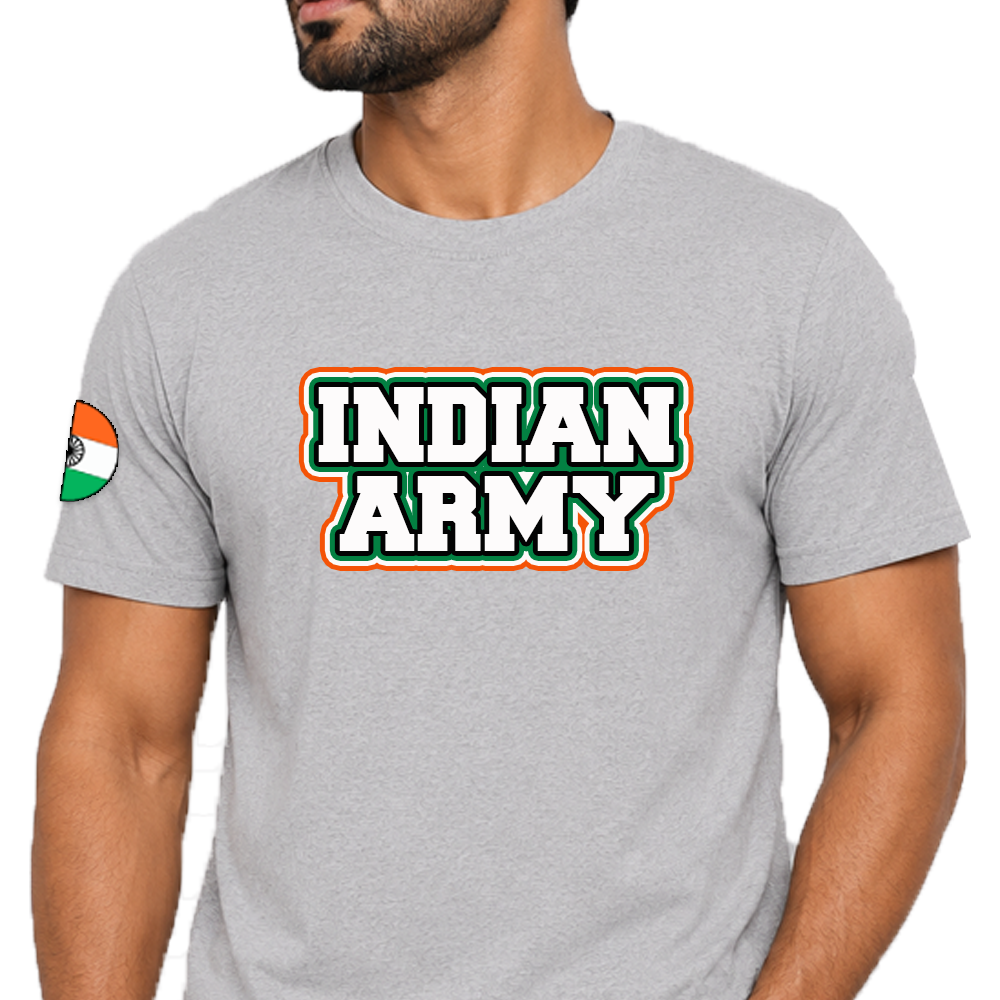 Just Start Men Cotton Blend Tshirt Indian Army Casual Wear Regular Fit Printed Tshirt