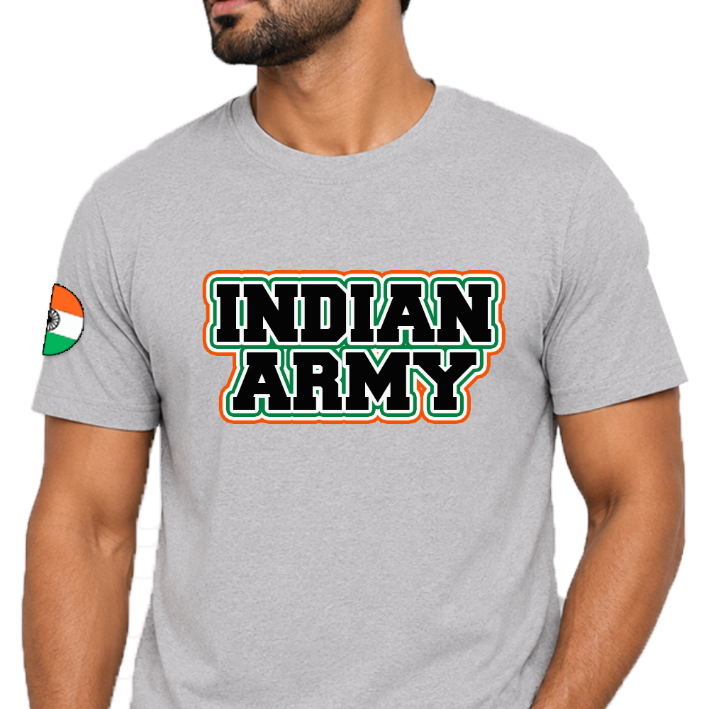 Just Start Men Cotton Blend Tshirt Indian Army Casual Wear Regular Fit Printed Tshirt