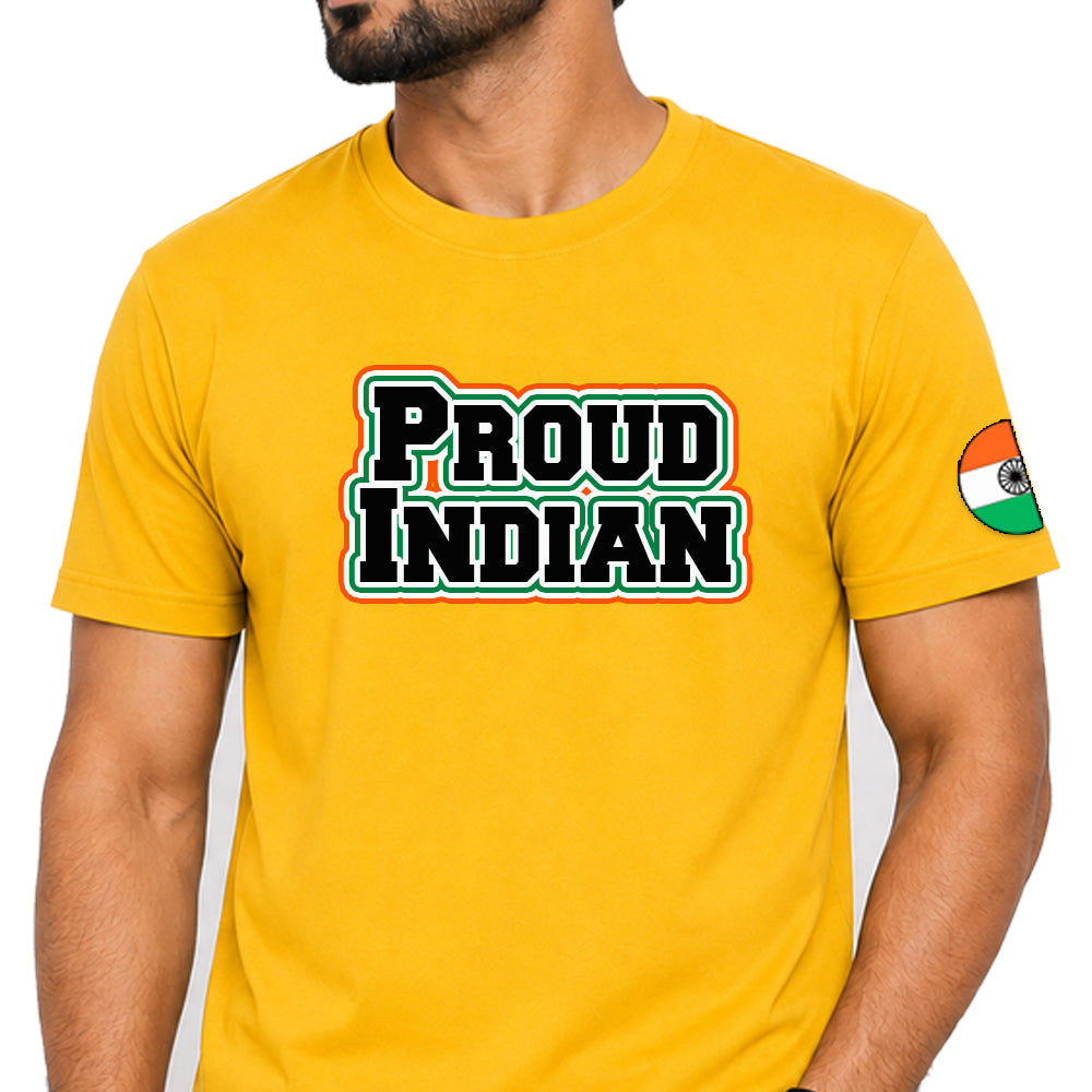 Just Start Men Cotton Blend Tshirt Proud Indian Casual Wear Regular Fit Printed Tshirt